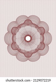 Red money style emblem or rosette. Vector Illustration. Detailed. 