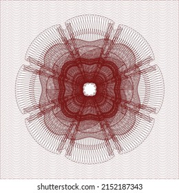 Red money style emblem or rosette. Vector Illustration. Detailed. 