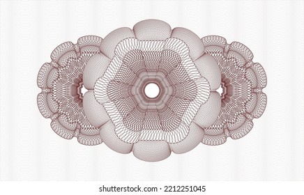 Red money style emblem or rosette. Vector Illustration. Detailed 