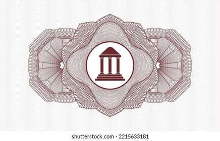 Emblema o rosette del estilo del dinero rojo. Ilustración vectorial. Detallado con el icono del banco