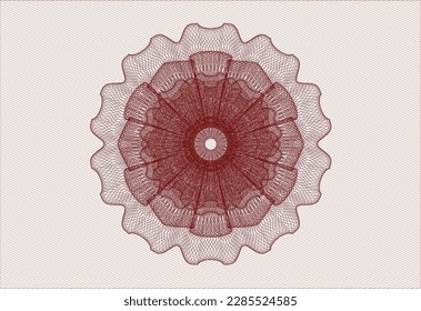 Emblem oder Rosette mit rotem Geld. Vektorgrafik. Detaillierte Angaben. 