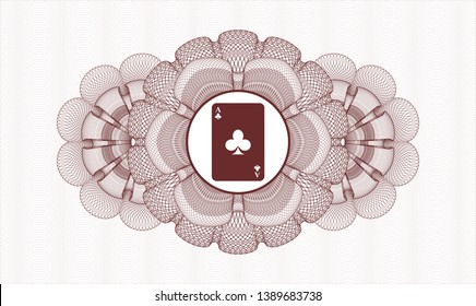 Red money style rosette with ace of clover icon inside
