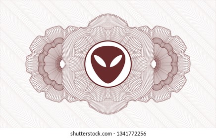 Red money style rosette with alien icon inside