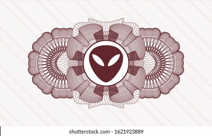 Red money style rosette with alien icon inside