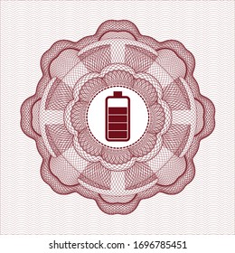 Rosette estilo dinero rojo con el icono de la batería en el interior