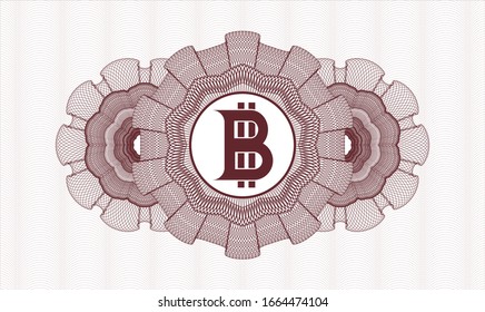Red money style rosette with bitcoin icon inside