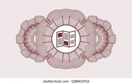 Red money style rosette with brochure icon inside