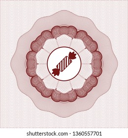 Red money style rosette with candy icon inside