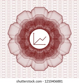 Red money style rosette with chart icon inside