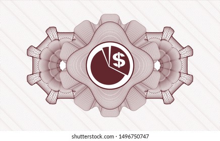 Red money style rosette with chart icon inside