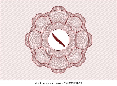 Red money style rosette with combat knife icon inside