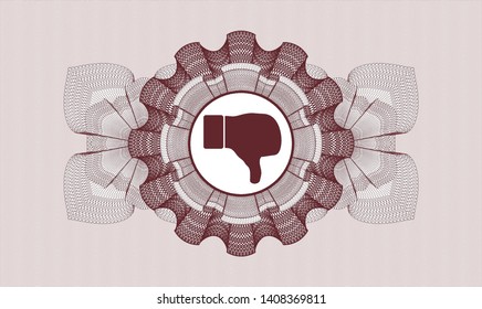 Red money style rosette with dislike icon inside