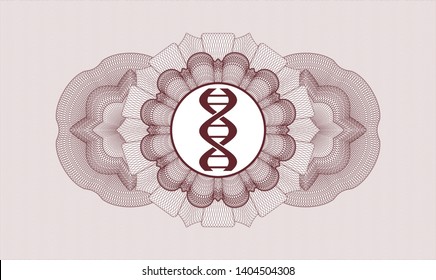 Red money style rosette with dna icon inside