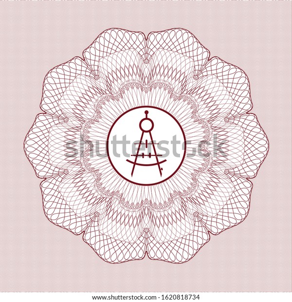 Red\
money style rosette with drawing compass icon\
inside