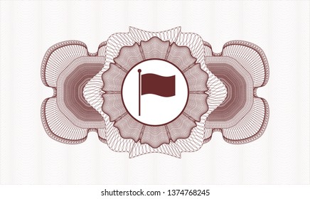 Red money style rosette with flag icon inside