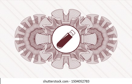 Red money style rosette with flash drive icon inside