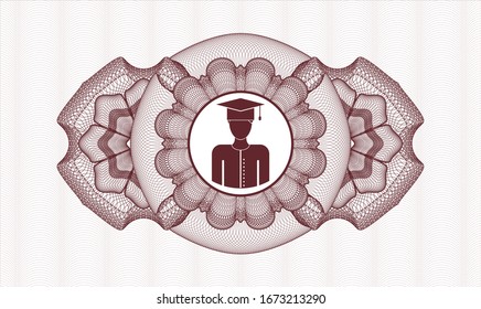 Red money style rosette with graduated icon inside
