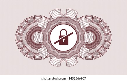 Red money style rosette with inaccessible icon inside