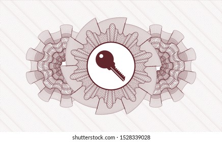 Red money style rosette with key icon inside