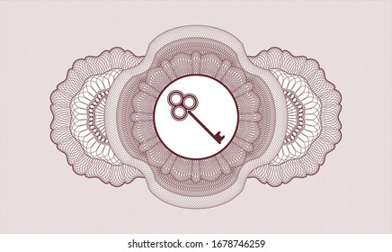 Rosette estilo dinero rojo con icono de clave dentro