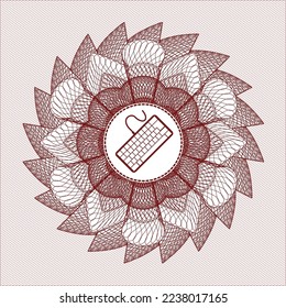 Red money style rosette. with keyboard icon inside