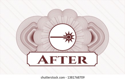 Red money style rosette with laser icon and After text inside