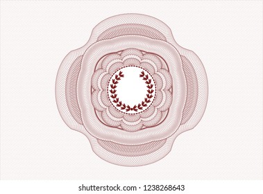Red money style rosette with leaf crown icon inside