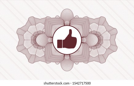 Red money style rosette with like icon inside