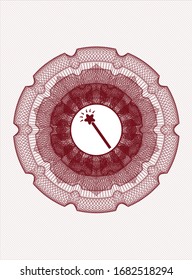 Rosette estilo dinero rojo con icono de palo mágico dentro