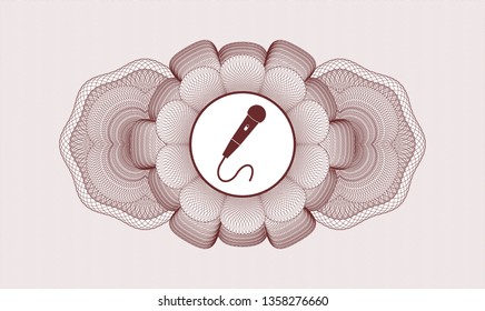Red money style rosette with microphone icon inside