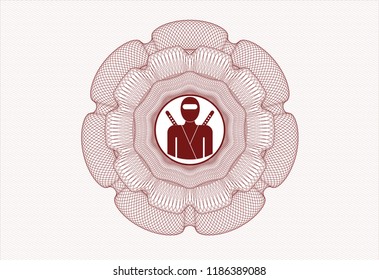 Red money style rosette with ninja icon inside