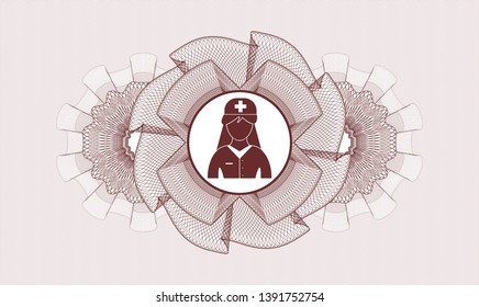 Red money style rosette with nurse icon inside