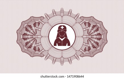 Red money style rosette with nurse icon inside