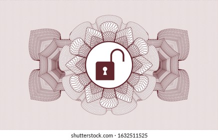 Red money style rosette with open lock icon inside - Powered by Shutterstock - Get 15% off with code: PIKWIZARD15