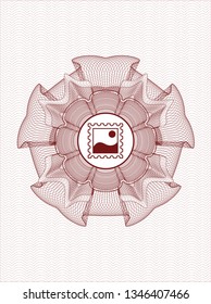 Red money style rosette with picture icon inside