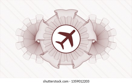 Red money style rosette with plane icon inside