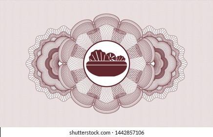 Red money style rosette with salad icon inside