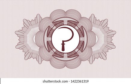 Red money style rosette with sickle icon inside