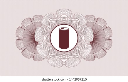 Red money style rosette with soda can icon inside