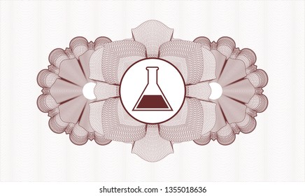 Red money style rosette with test tube icon inside