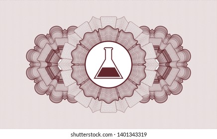 Red money style rosette with test tube icon inside