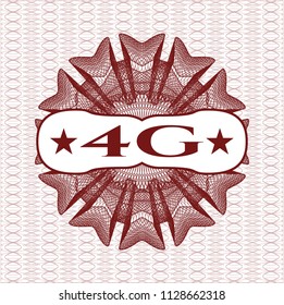 Red money style rosette with text 4G inside