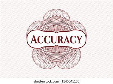 Red money style rosette with text Accuracy inside
