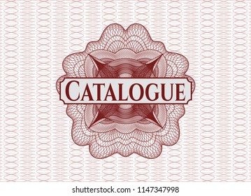 Red money style rosette with text Catalogue inside
