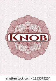 Red money style rosette with text Knob inside