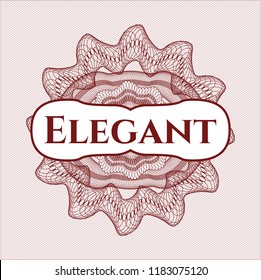 Red money style rosette with text Elegant inside