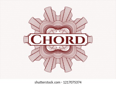 Red money style rosette with text Chord inside
