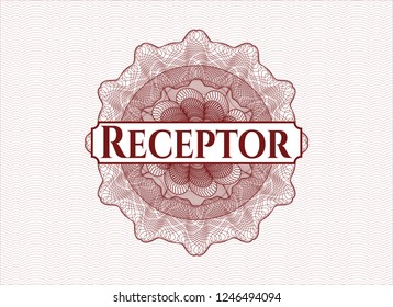 Red money style rosette with text Receptor inside