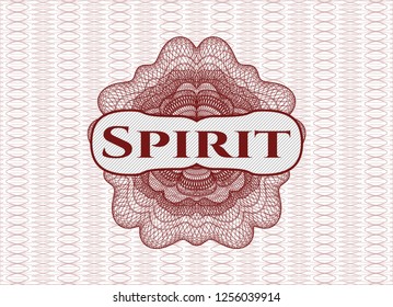 Red money style rosette with text Spirit inside