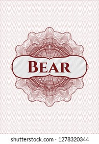 Red money style rosette with text Bear inside